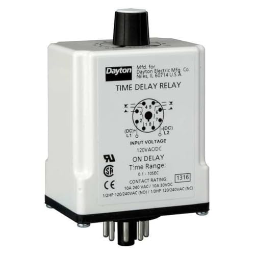 Dayton 1EGC1 Time Delay Relay, 120VAC/DC, 10A, DPDT, 3 Sec.