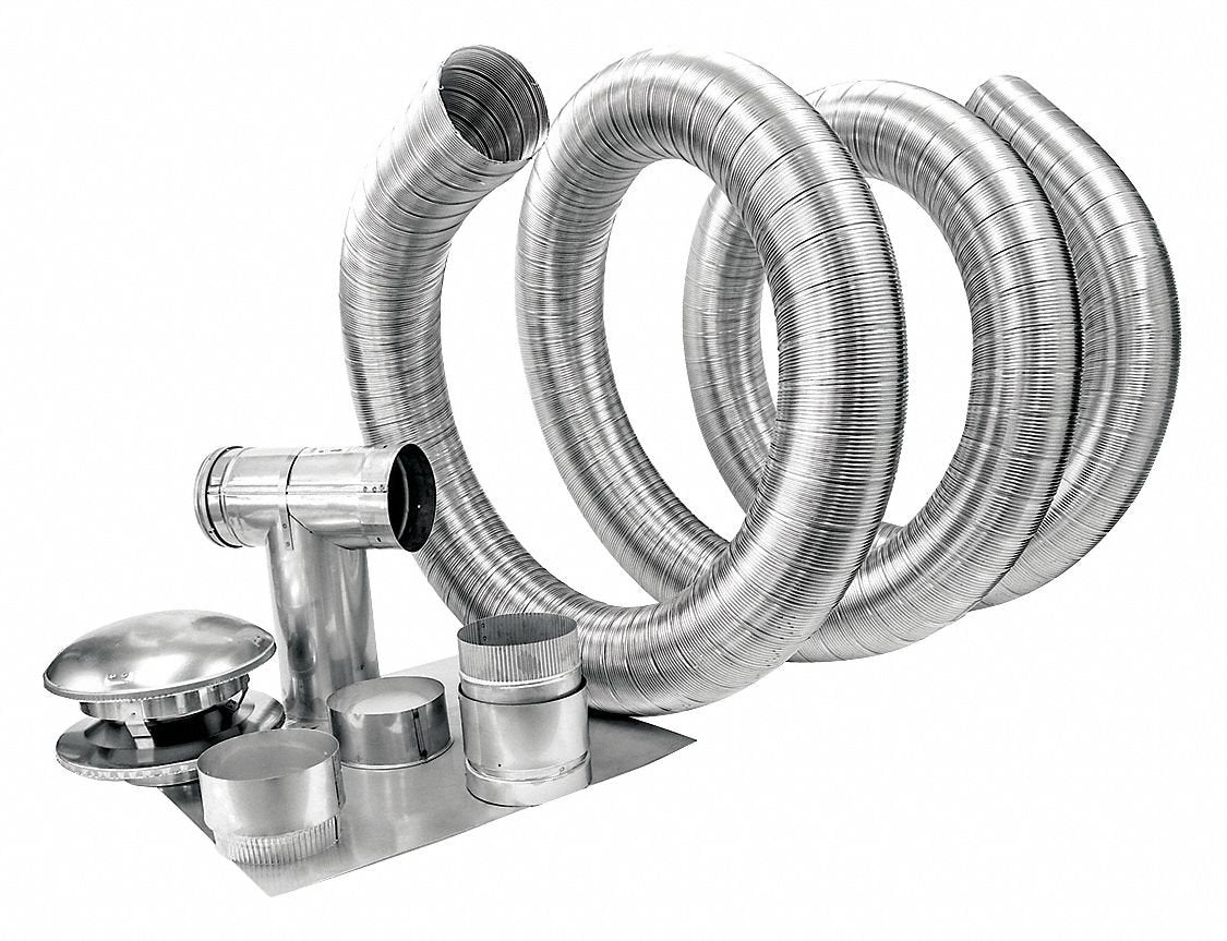 Ameri-Vent Chimney Liner, 4" x 35 ft, Aluminum