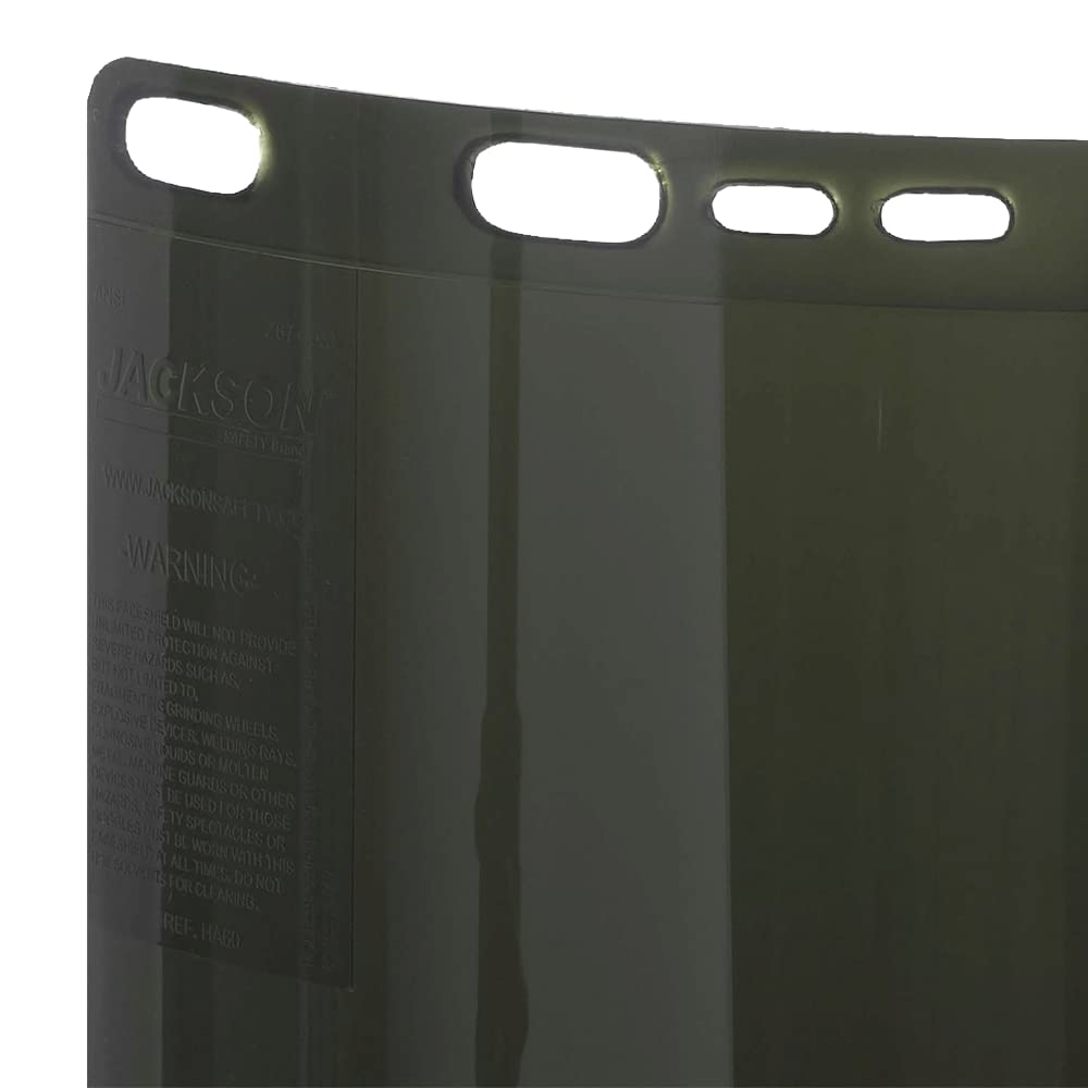 Jackson Safety Face Shield Window for Jackson Safety Headgear, 8" x 15.5" x 0.06", Polycarbonate, Unbound, Shade 5 Tint (Case of 12), 29080