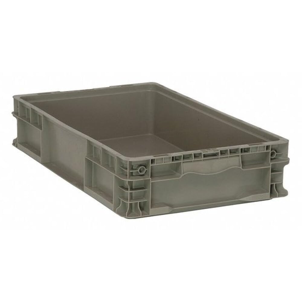 Quantum RSO2415-5 Stacker Straight Wall Container, 24"L x 15"W x 5"H, Up to 175 Lbs. Stack Capacity, Injection Molded High Density Polyethylene