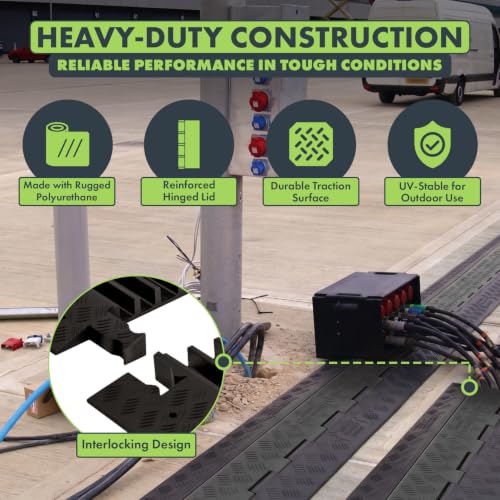 Checkers 2 Channel Low Profile Drive Over Cable Protector, Heavy Duty Loads up to 26,000 Pounds, Polyurethane Construction, Improved Traction and Stability