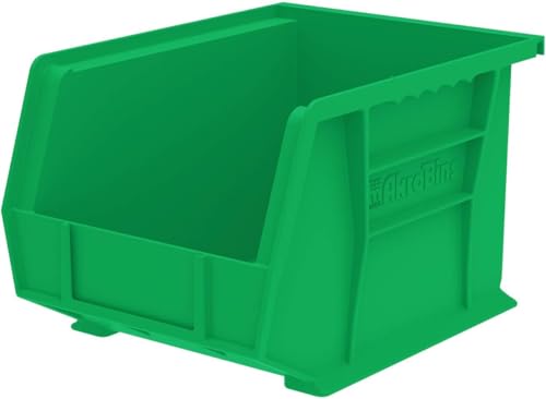 Akro-Mils 30239 AkroBins Plastic Storage Bins, Space-Saving Stackable Bins for Garage, Pantry, Craft Organization, 11-" x 8-" x 7-", Black, 6-Pack