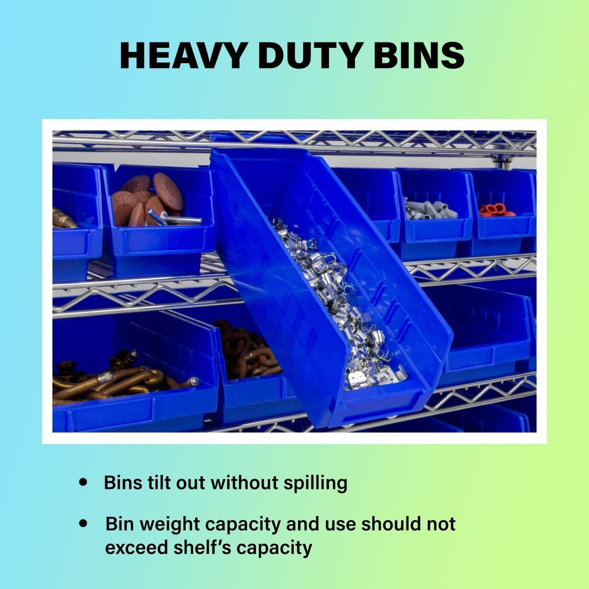 Akro-Mils 30174 24-Inch by 11-Inch by 4-Inch Plastic Nesting Shelf Bin Box, Blue, Case of 6