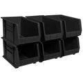 Akro-Mils 30260 AkroBins Hanging Stacking Storage Bins, 18" x 11" x 10", Black (6 Pack)