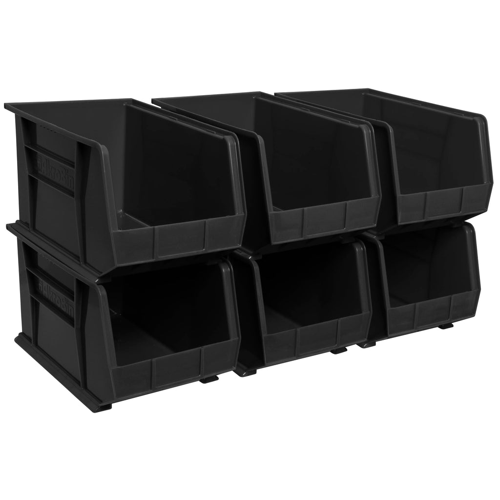 Akro-Mils 30260 AkroBins Hanging Stacking Storage Bins, 18" x 11" x 10", Black (6 Pack)