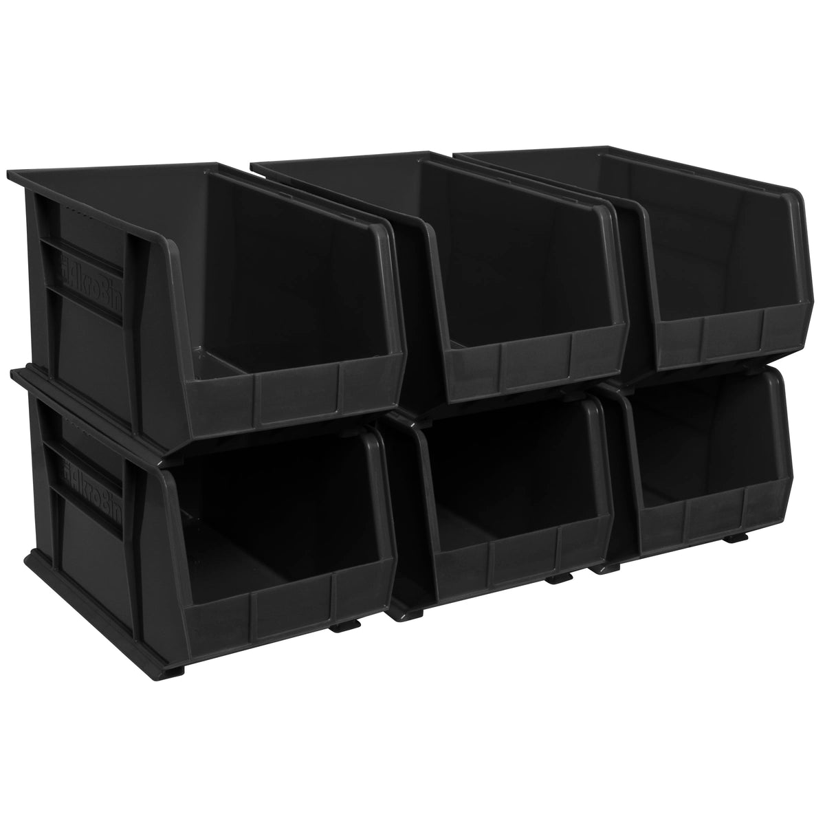 Akro-Mils 30260 AkroBins Hanging Stacking Storage Bins, 18" x 11" x 10", Black (6 Pack)