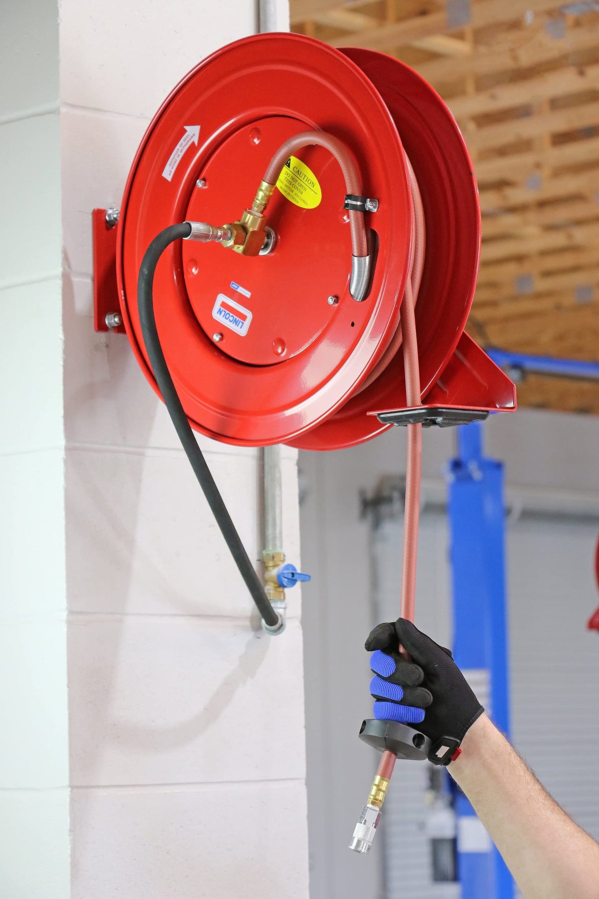 Lincoln 83753 Value Series Air/Water Retractable Hose Reel, 50' x 3/8" Hose, 300 PSI