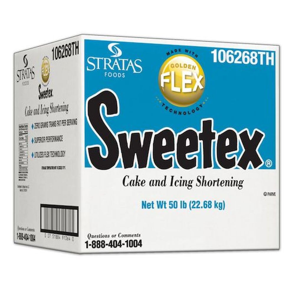 Sweetex Golden Flex High Ratio Icing Shortening by Stratas Foods – 50 Lb Bulk, 0g Trans Fat, Kosher Pareve, for Brilliant White Frosting & Cakes