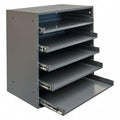 Durham 305B-95 Cold Rolled Steel Heavy Duty Triple Track Bearing Slide Rack with 5 Large Compartment Boxes, 375 lbs Capacity, Gray Powder Coated Finish
