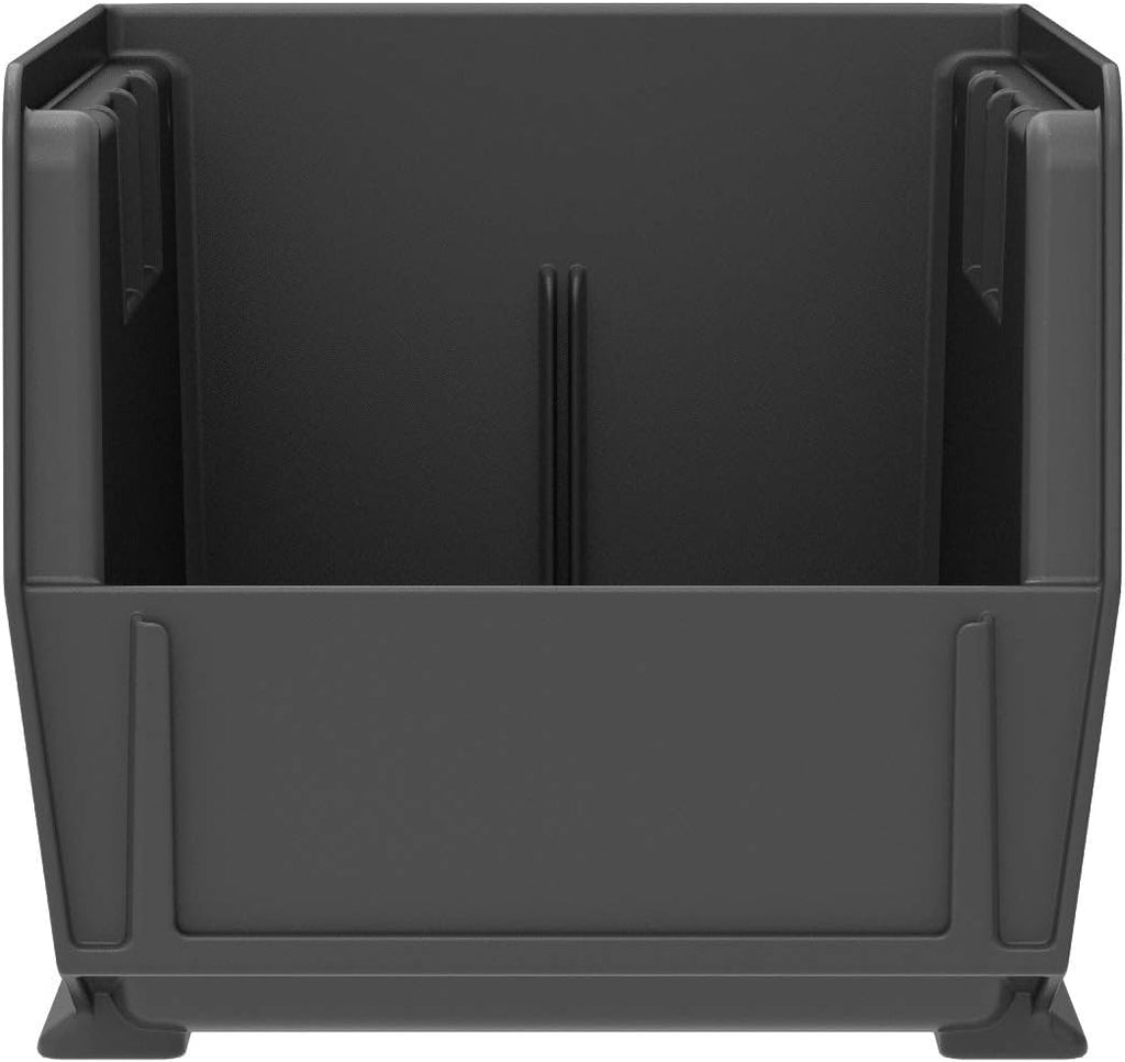 Akro-Mils 30230 AkroBins Plastic Storage Bins, Space-Saving Stackable Bins for Garage, Pantry, Craft Organization, 11-" x 5-" x 5-", Black, 12-Pack