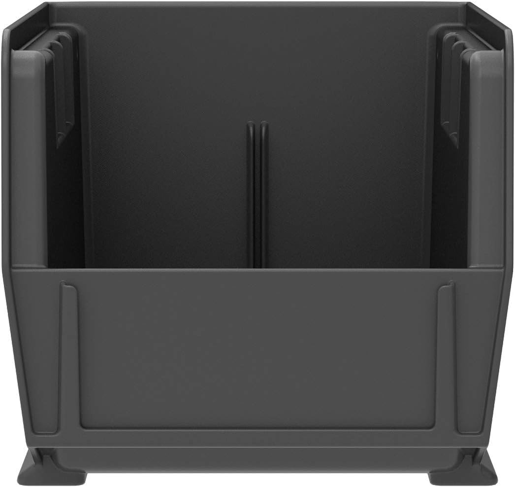 Akro-Mils 30230 AkroBins Plastic Storage Bins, Space-Saving Stackable Bins for Garage, Pantry, Craft Organization, 11-" x 5-" x 5-", Black, 12-Pack