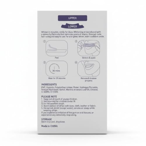 Luminous Core Purple Teeth Whitening Strips - Enamel Safe Advanced Hydrogen Peroxide White Strips with Non-Slip Grip, Gentle on Sensitive Teeth, Professional Results at Home, 14 Treatments (28 Strips)