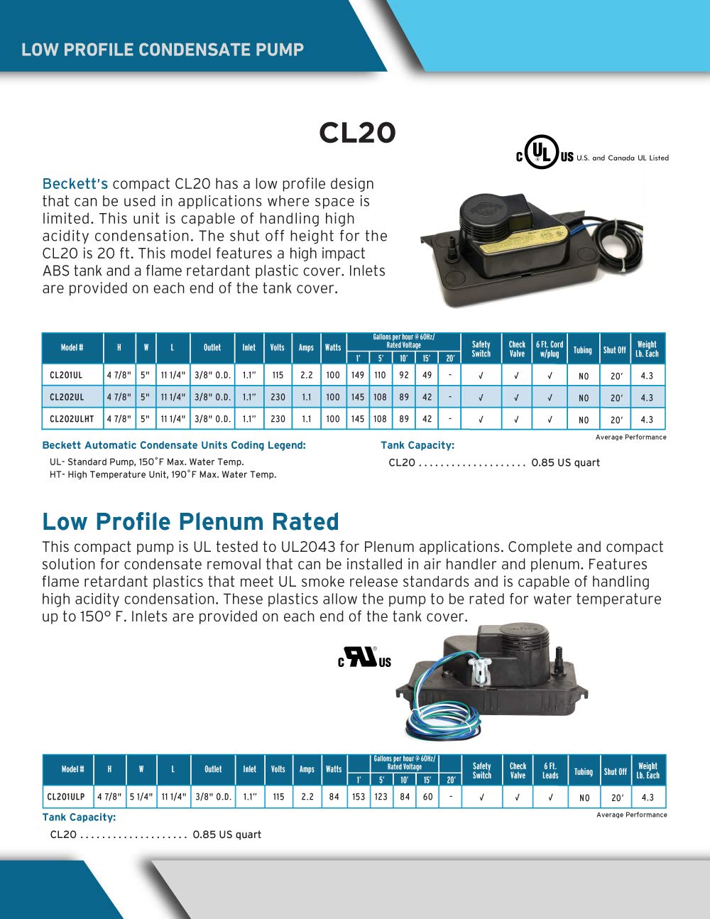 Beckett Low Profile Condensate Pump with Safety Switch