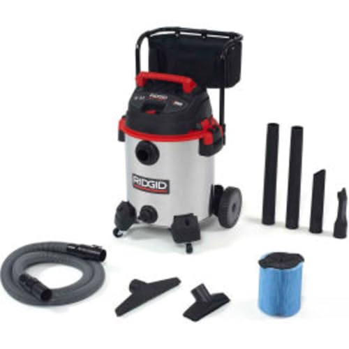 RIDGID 50353 1610RV Stainless Steel 16-Gal. Wet/Dry Shop Vacuum with Cart, 6.5 Peak HP