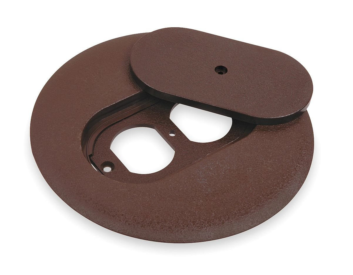 Floor Box Cover, Round, 6 in., Brown