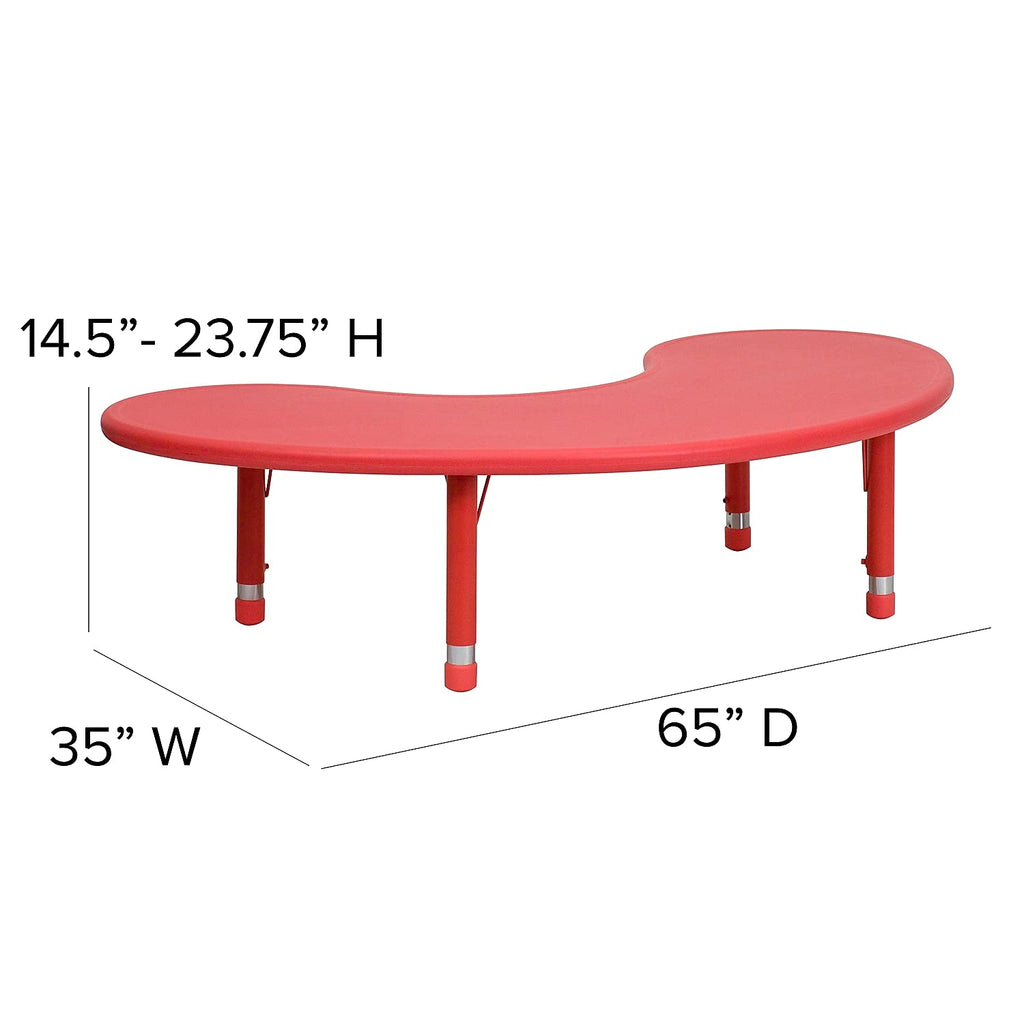 Flash Furniture Adjustable Half-Moon Blue Plastic Activity Table