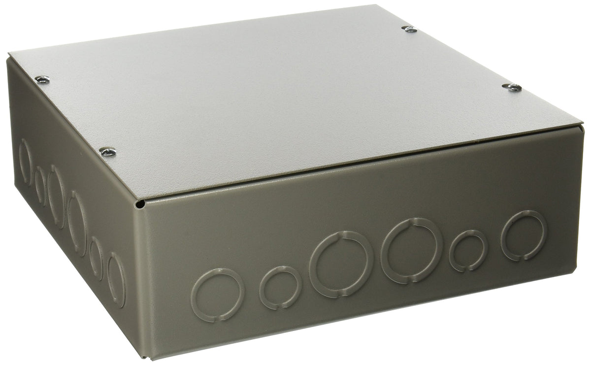 Wiegmann SC121204 SC-Series NEMA 1 Screw Cover Wallmount Pull Box with Knockouts, Painted Steel, 12" x 12" x 4"