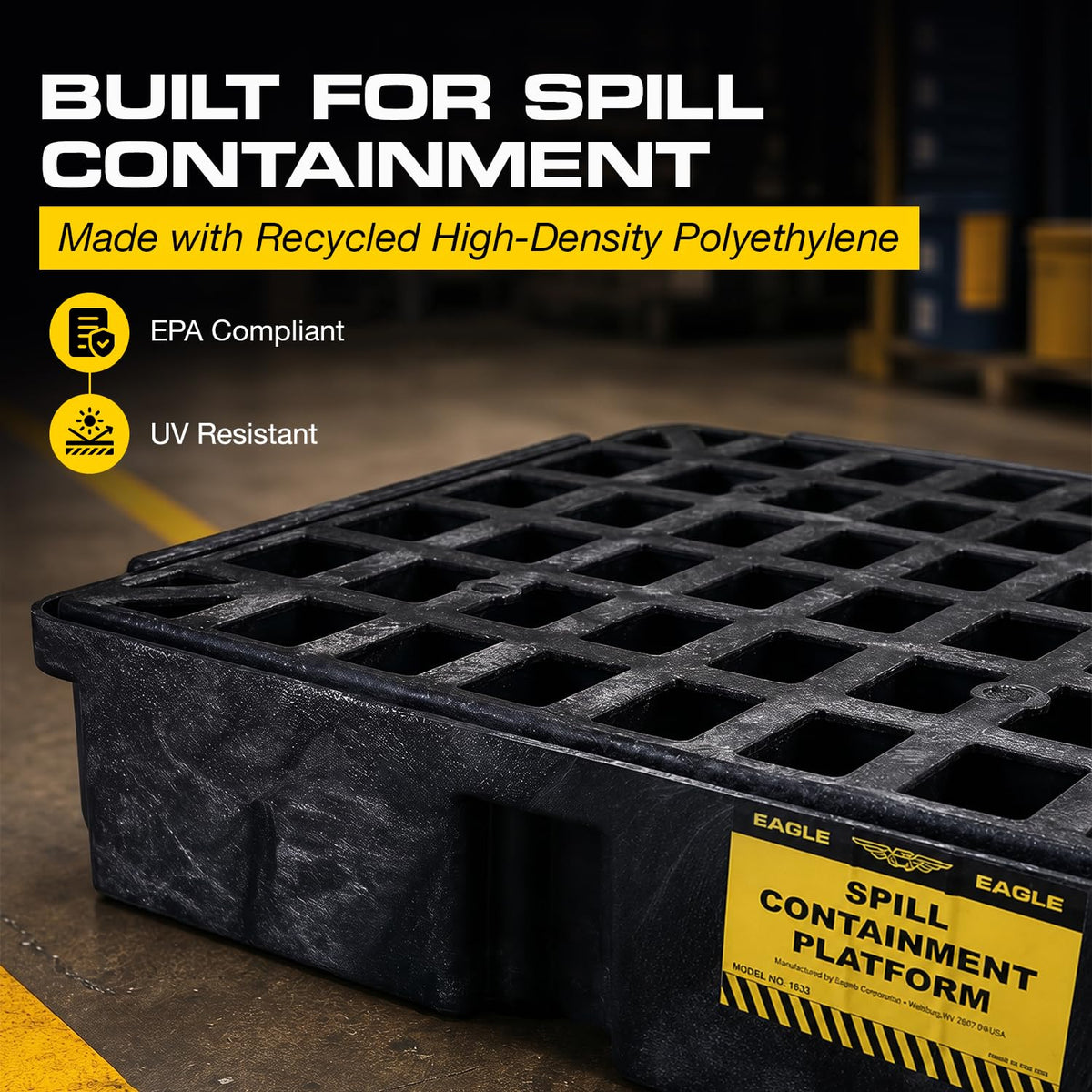 Eagle Modular Spill Containment Platform with Forklift Pockets, Secondary Containment, Made in USA