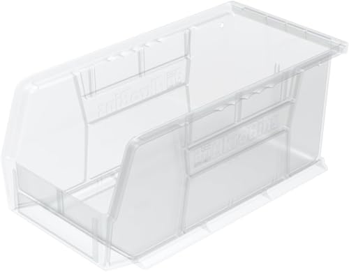 Akro-Mils 30230 AkroBins Plastic Storage Bins, Space-Saving Stackable Bins for Garage, Pantry, Craft Organization, 11-" x 5-" x 5-", Black, 12-Pack