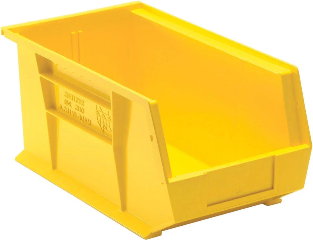 Quantum Storage QUS240 Heavy-Duty Stackable Plastic Storage Bins for Workshop, Warehouse & Garage, Ultra Stack & Hang, 14-3/4" x 8-1/4" x 7", 12-Pack