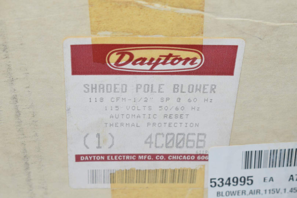 Dayton 1TDR6 Blower, 150 CFM, 2450 RPM, 115V