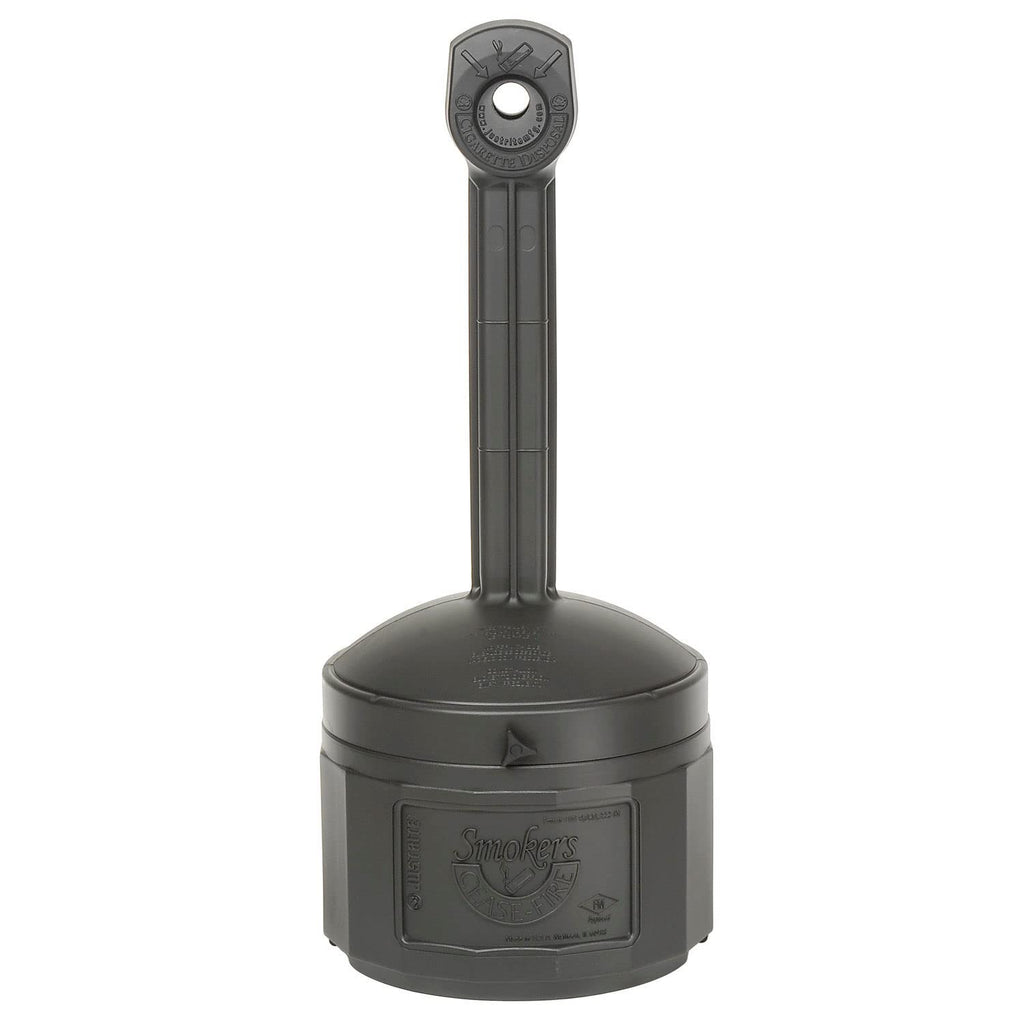 Justrite Cease-Fire Cigarette Butt Receptacle - 16-1/2" Dia.X38-1/2"H - 4-Gallon Capacity - Black