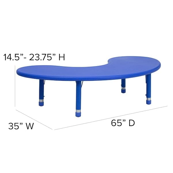 Flash Furniture Adjustable Half-Moon Blue Plastic Activity Table