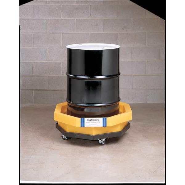 UltraTech 1045 Polyethylene Ultra-Drum Tray Without Grate, 22.8 Gallon Capacity, 5 Year Warranty, Yellow
