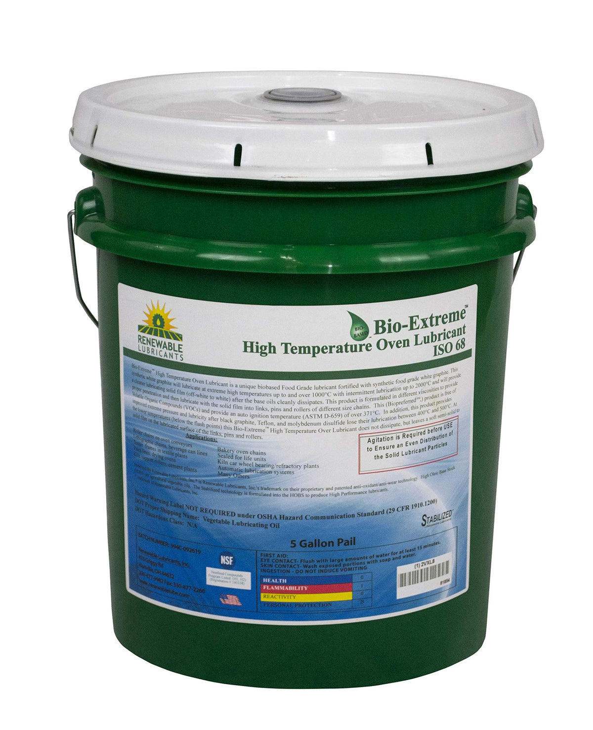 Renewable Lubricants Bio-Extreme ISO 68 High Temperature Oven Lubricant, White