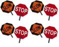 Cortina ABS Plastic Pole Mounted Paddle Sign,"Stop/Slow", 03-851, 18" Sign with 9" Polygrip Handle, Red on Orange (Pack of 4)