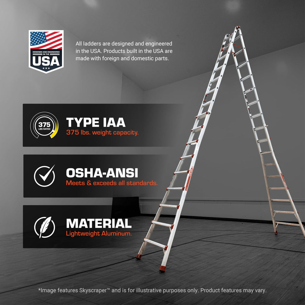 Little Giant Ladders 10109 SkyScraper 300-Pound Duty Rating Adjustable Stepladder, 15-Foot
