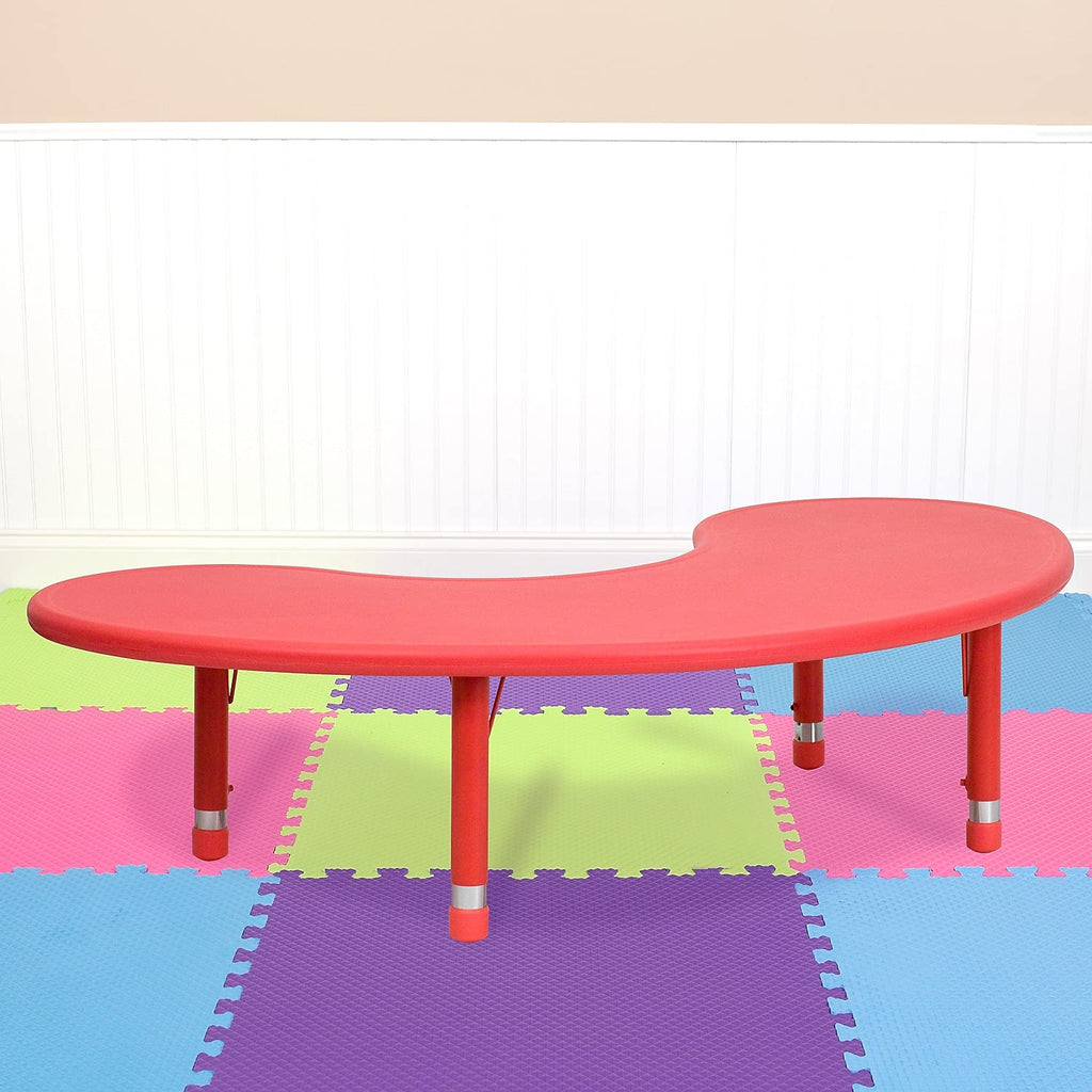 Flash Furniture Adjustable Half-Moon Blue Plastic Activity Table