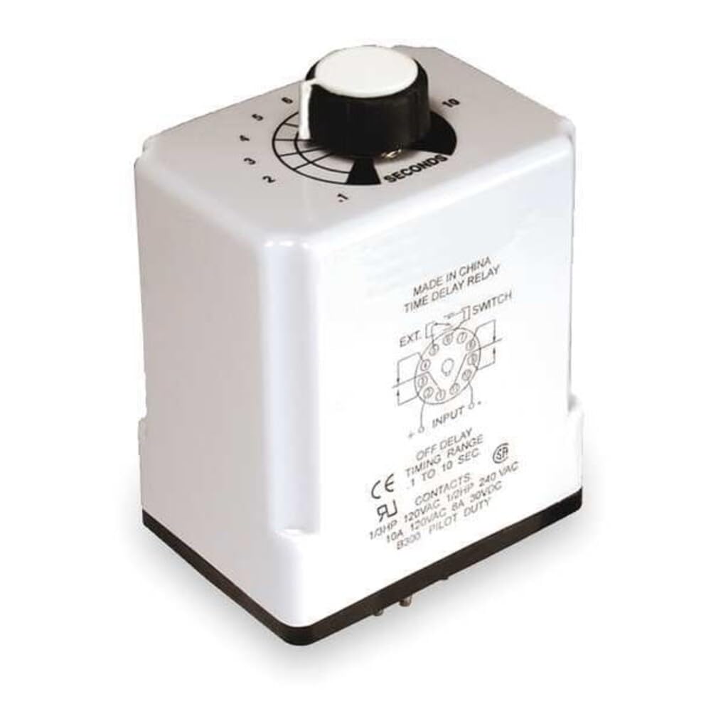 Time Delay Relay, 120Vac/Dc, 10A, Dpdt