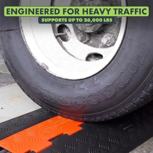 Checkers 2 Channel Low Profile Drive Over Cable Protector, Heavy Duty Loads up to 26,000 Pounds, Polyurethane Construction, Improved Traction and Stability