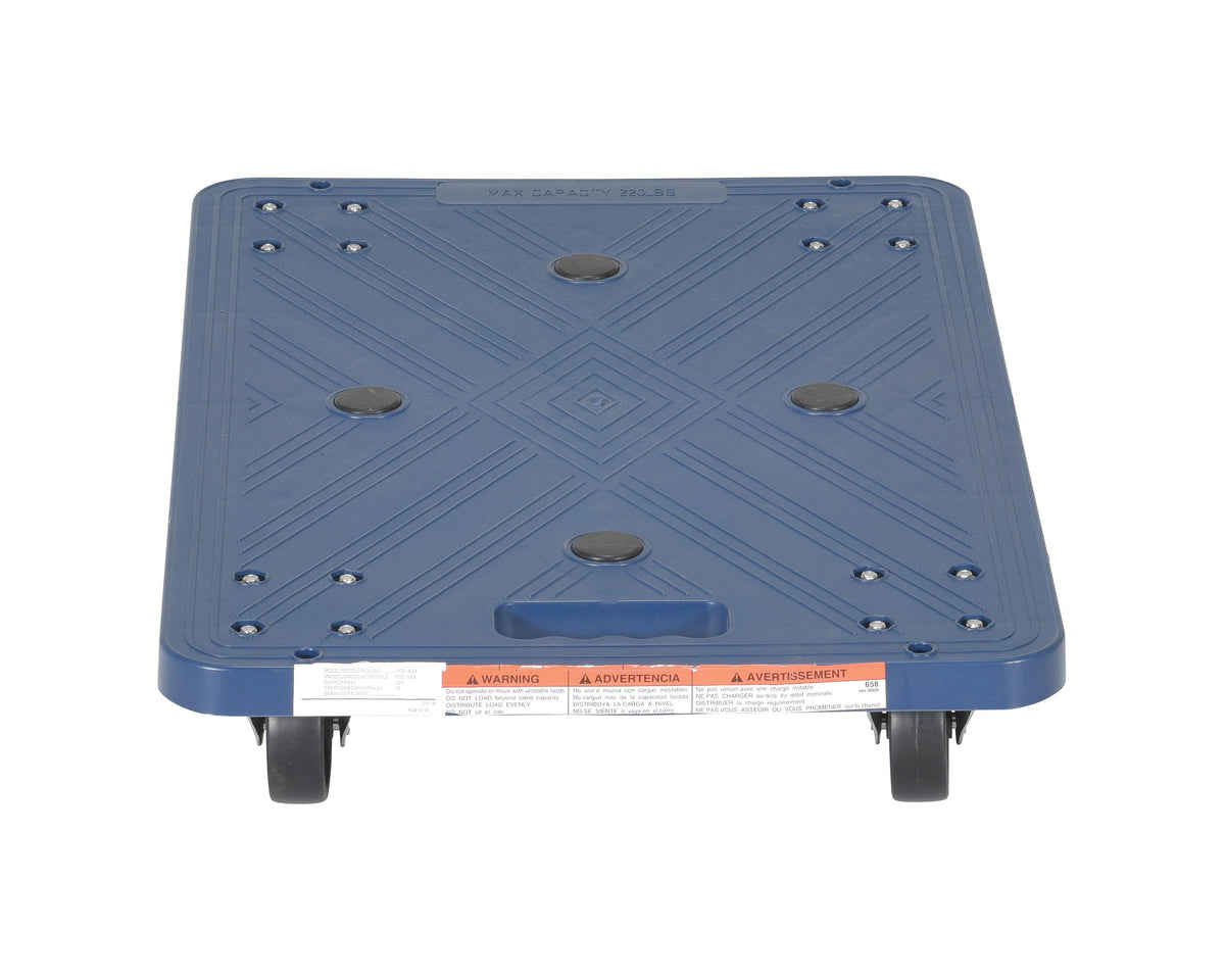 Vestil POS-1624 Polyethylene Dolly 24 In. x 16 In. x 4-7/16 In. 220 Lb. Capacity Blue