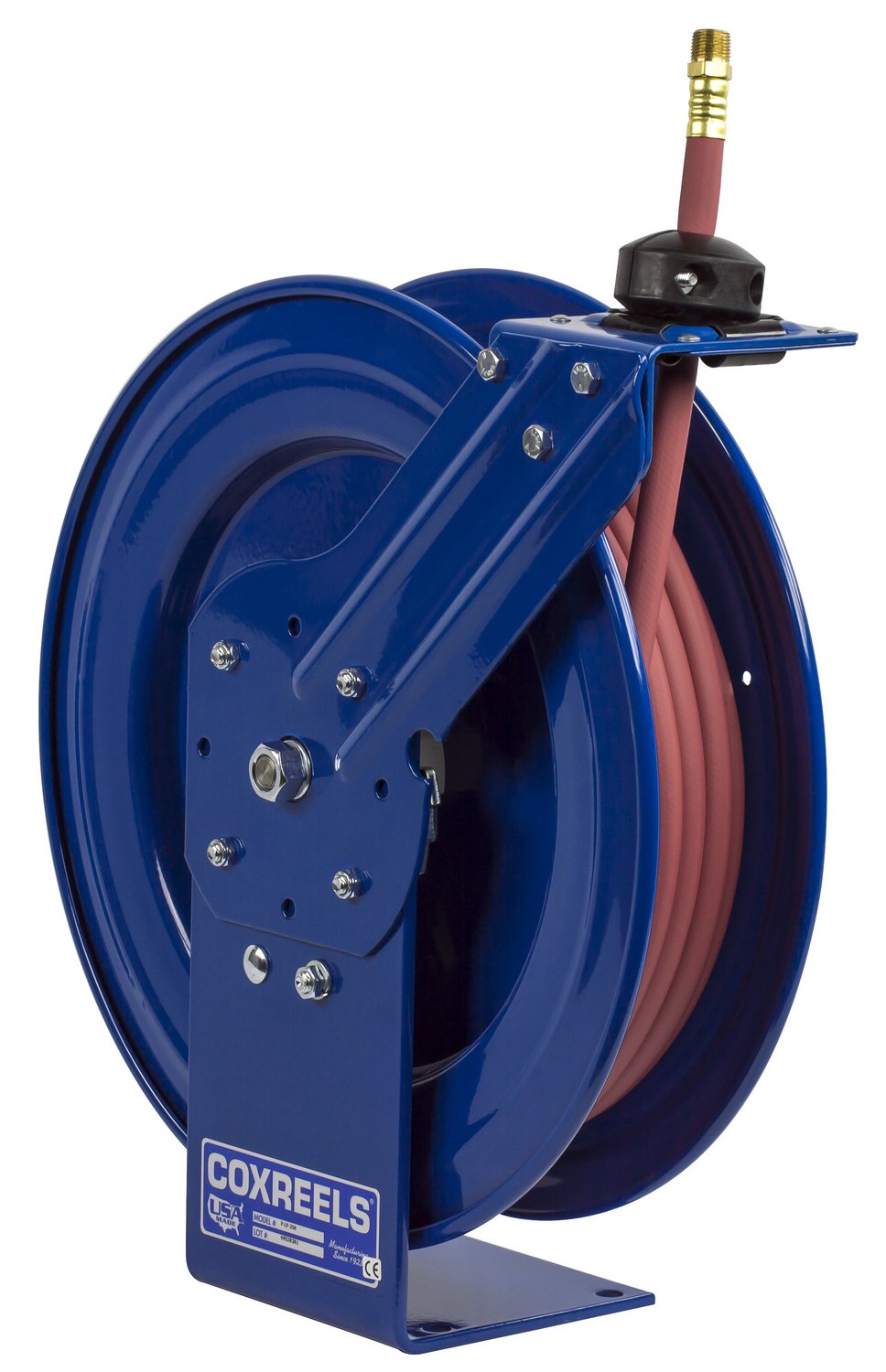 Coxreels P-LP-110 Low Pressure Spring Rewind Hose Reel: 1/4" I.D., 10' Hose Capacity, with Hose, 300 PSI