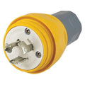 Hubbell Watertight Twist-Lock Plug, 20A, 125/250V AC, 3 Pole, 3 Wire, Yellow