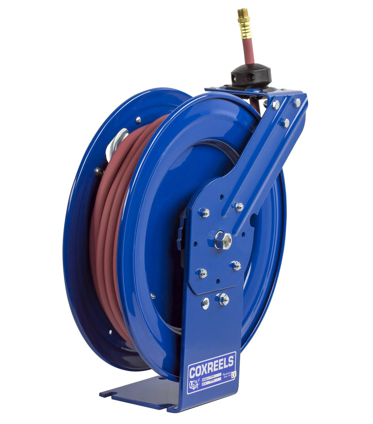 Coxreels P-LP-110 Low Pressure Spring Rewind Hose Reel: 1/4" I.D., 10' Hose Capacity, with Hose, 300 PSI