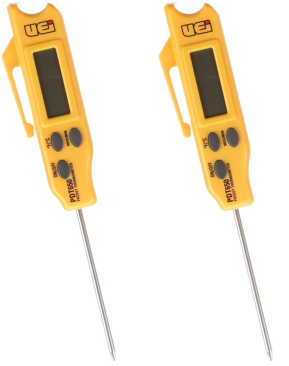 UEi PDT650 Folding Pocket Digital Thermometer, Yellow (2 Pack)