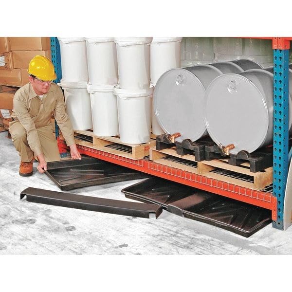 UltraTech 2372 Polyethylene Rack Containment Three Tray, 24 Gallon Capacity, 44" Length x 72" Width x 2-3/4" Height, Black