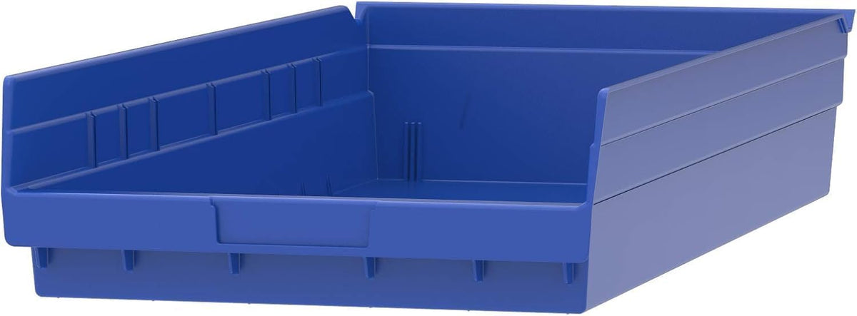 Akro-Mils 30174 24-Inch by 11-Inch by 4-Inch Plastic Nesting Shelf Bin Box, Blue, Case of 6