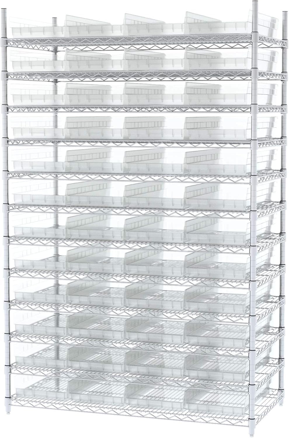 Akro-Mils 30174 24-Inch by 11-Inch by 4-Inch Plastic Nesting Shelf Bin Box, Blue, Case of 6