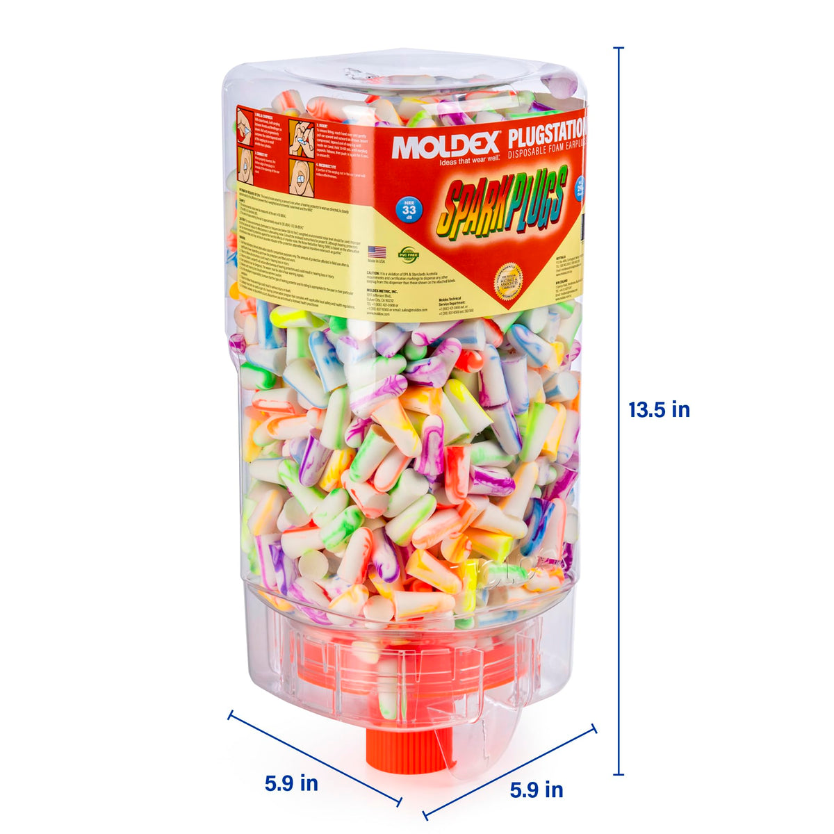 Moldex SparkPlugs PlugStation Earplug Dispenser, Cordless, 33 NRR, 500 Pairs