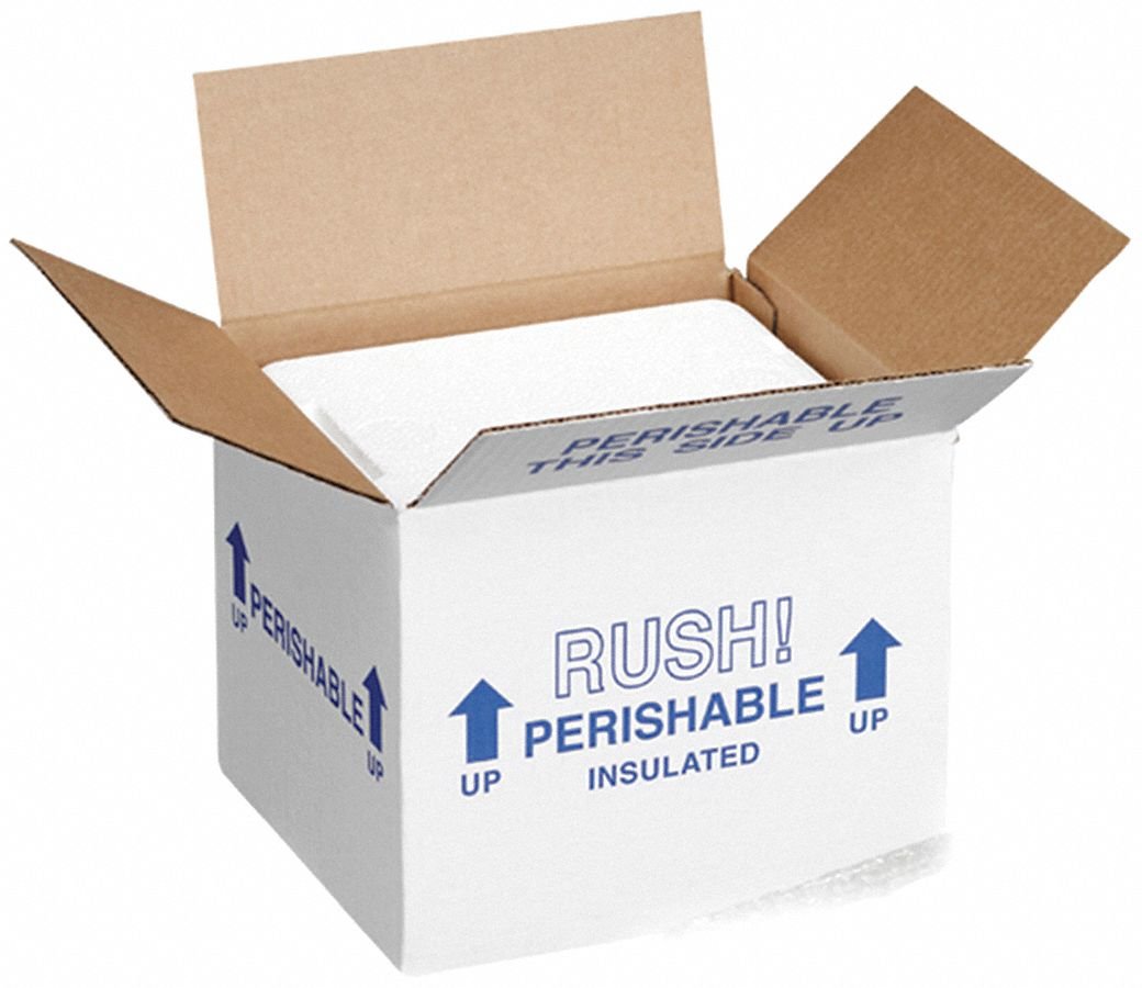 Polar Tech 205C Thermo Chill Insulated Carton with Foam Shipper, Small, 6" Length x 5" Width x 6-1/2" Depth