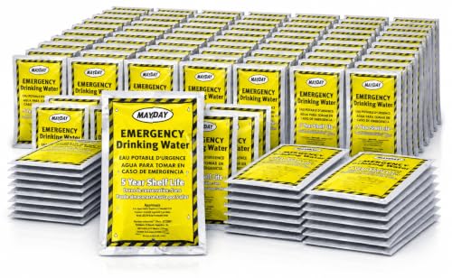 Mayday Emergency Drinking Water Pouches, Coast Guard Approved, 5-Year Shelf Life, 125 mL (100 Pack)