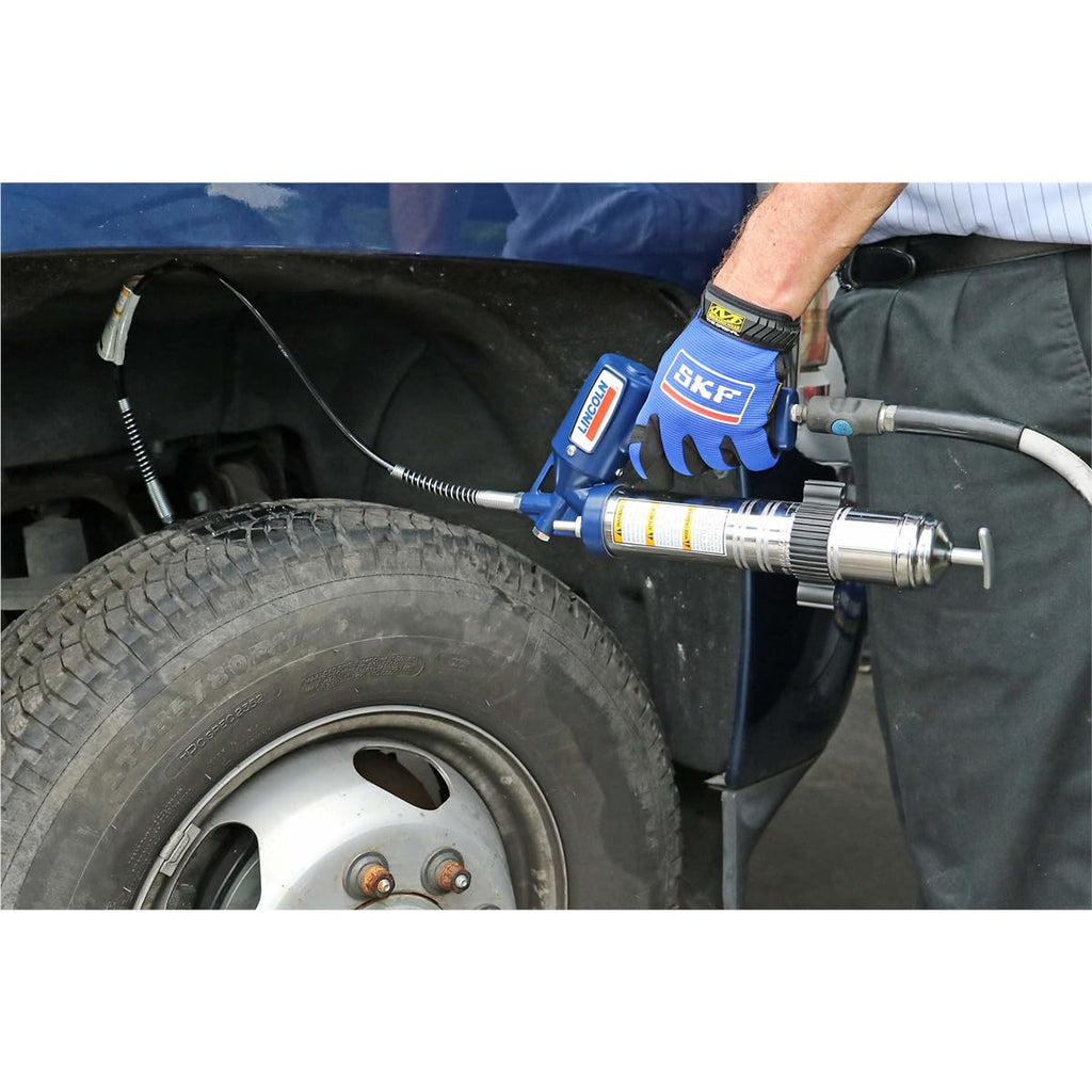 Lincoln 1162 Pneumatic Grease Gun with 30" High-Pressure Hose and Coupler, Variable Speed Trigger, 6,000 PSI, Fully Automatic, Continuous Operation, Combination Filler Coupler Air Bleeder Valve