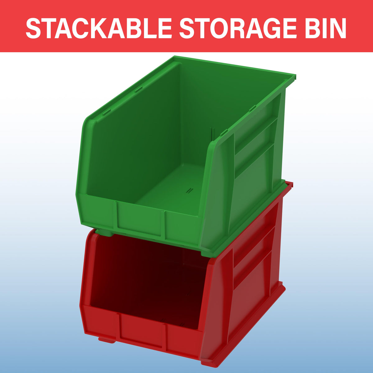 Akro-Mils 30260 AkroBins Hanging Stacking Storage Bins, 18" x 11" x 10", Black (6 Pack)