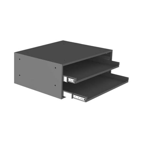 Durham 302B-15.75-95 Heavy Duty Bearing Slide Rack with 2 Large Compartment Boxes, 150 lbs Capacity, 15-3/4" Length x 20" Width x 8-1/8" Height, Gray Powder Coated Finish