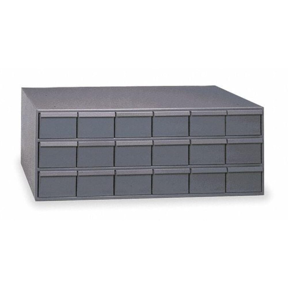 Durham 032-95 Gray Cold Rolled Steel Storage Cabinet, 33-3/4" Width x 12-7/8" Height x 17-1/4" Depth, 18 Drawer