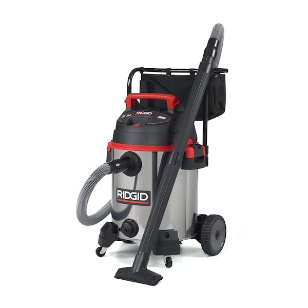 RIDGID 50353 1610RV Stainless Steel 16-Gal. Wet/Dry Shop Vacuum with Cart, 6.5 Peak HP